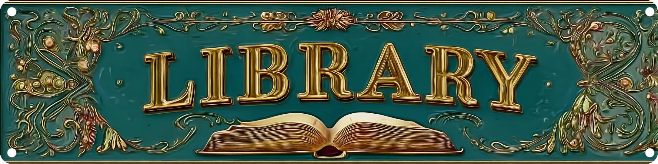 FWBOYSV Vintage Tin Library Sign Retro Metal Sign Suitable For Home Library - Multi-Purpose Metal Sign For Indoor Use Plaque 4x16 Inch