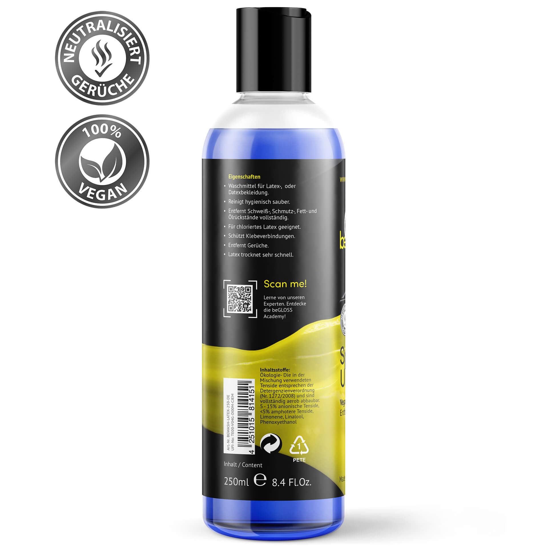 Latex Pflege PREMIUM SET - Latexpolitur Perfect SHINE SPRAY - Special WASH LATEX Waschmittel - WIPE Latexpoliertuch Small - Latexanziehhilfe EASY GLIDE SPRAY + UV & STORAGE Protection Spray