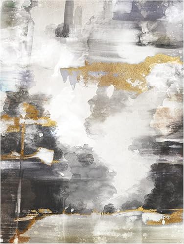 Miniatura 2 de Alfombra moderna artística tradicional única para oficina en casa, sala de estar, dormitorio, cocina, tinta abstracta y lavado negro, gris y dorado,