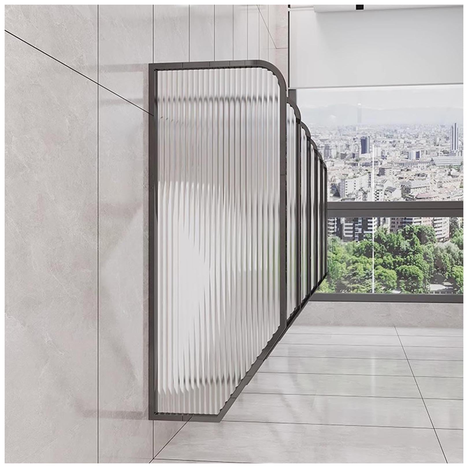 Panel divisor de urinario de pared en cristal templado negro de diseño