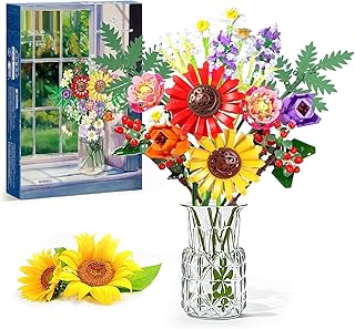 TOYS LAND Flower Bouquet Building Set, 976 PCS Wildflower and Sunflower Flower Building Toy, Artificial Flower Plants Bricks for Home Decoration, Ideal Gift For Birthdays, Adults & Kids 6+ Years Old