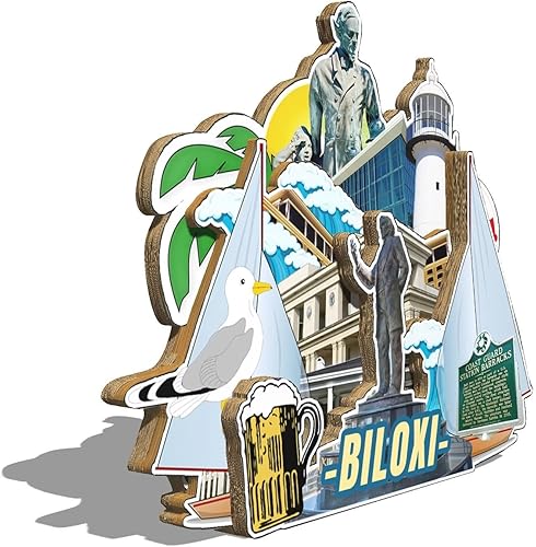 Miniatura 2 de Biloxi Mississippi USA - Imán de madera para nevera, 3D, monumentos de viaje, coleccionables, recuerdos, decoración hecha a mano, 2