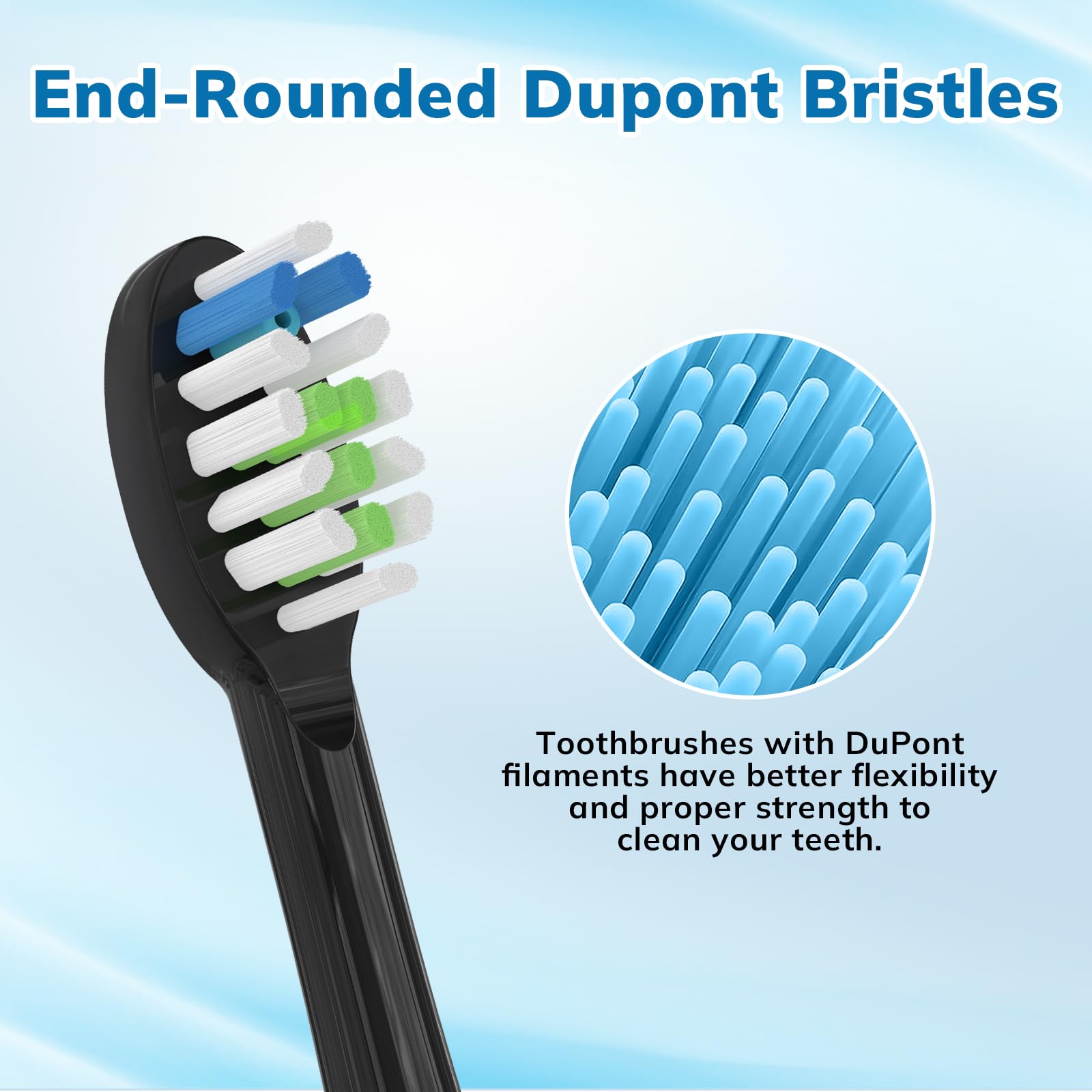 Paquete de 6 cabezales de repuesto para cepillo de dientes de repuesto para cepillo de dientes de hilo dental compatible con Sonic Fusion SF01/SF02 y Sonic Fusion 2.0 SF03/SF04, color negro con tapas