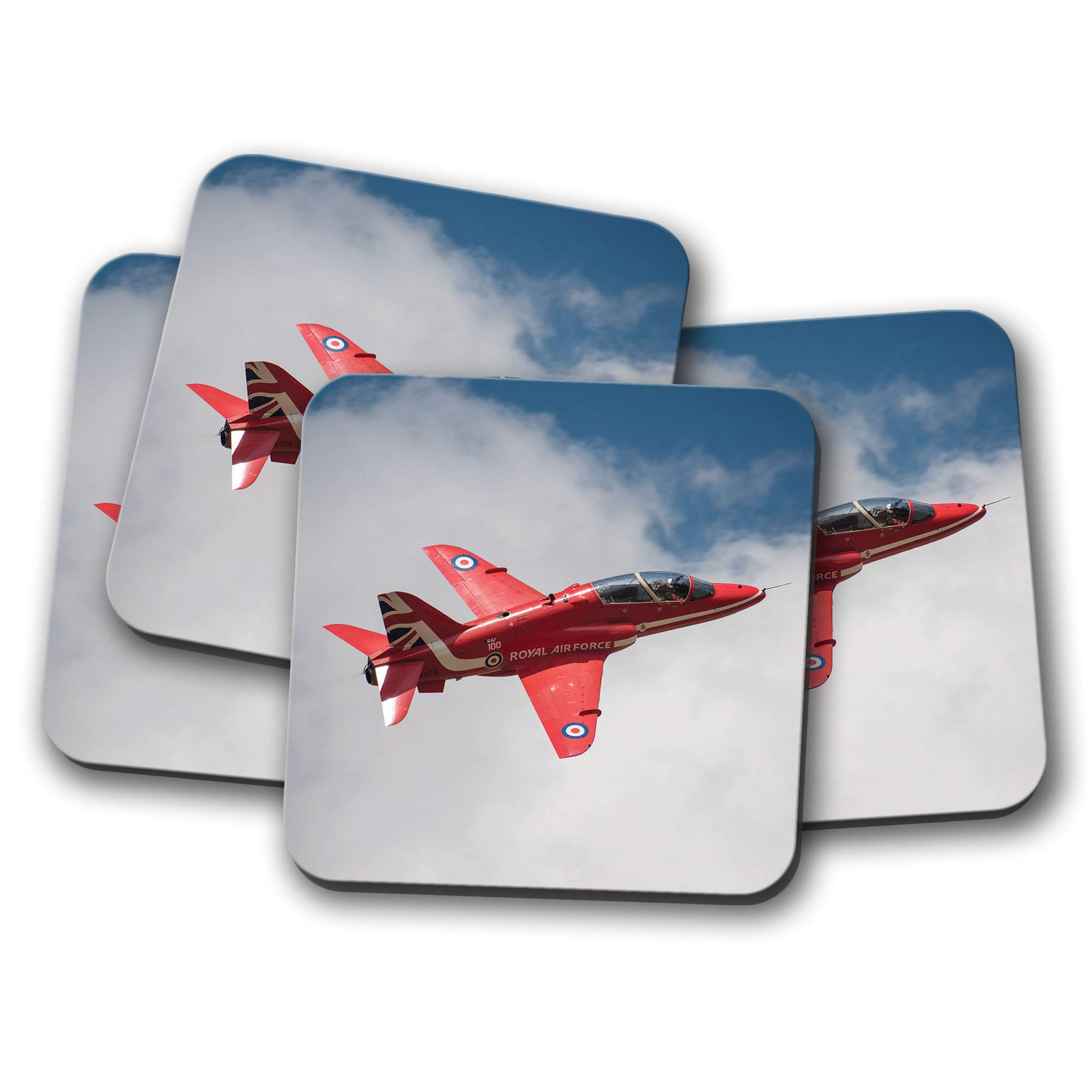 Destinationvinyl Multicolor 4 Set - Red Arrows Aeroplane Coaster - Plane Jet Raf Air Force #14551