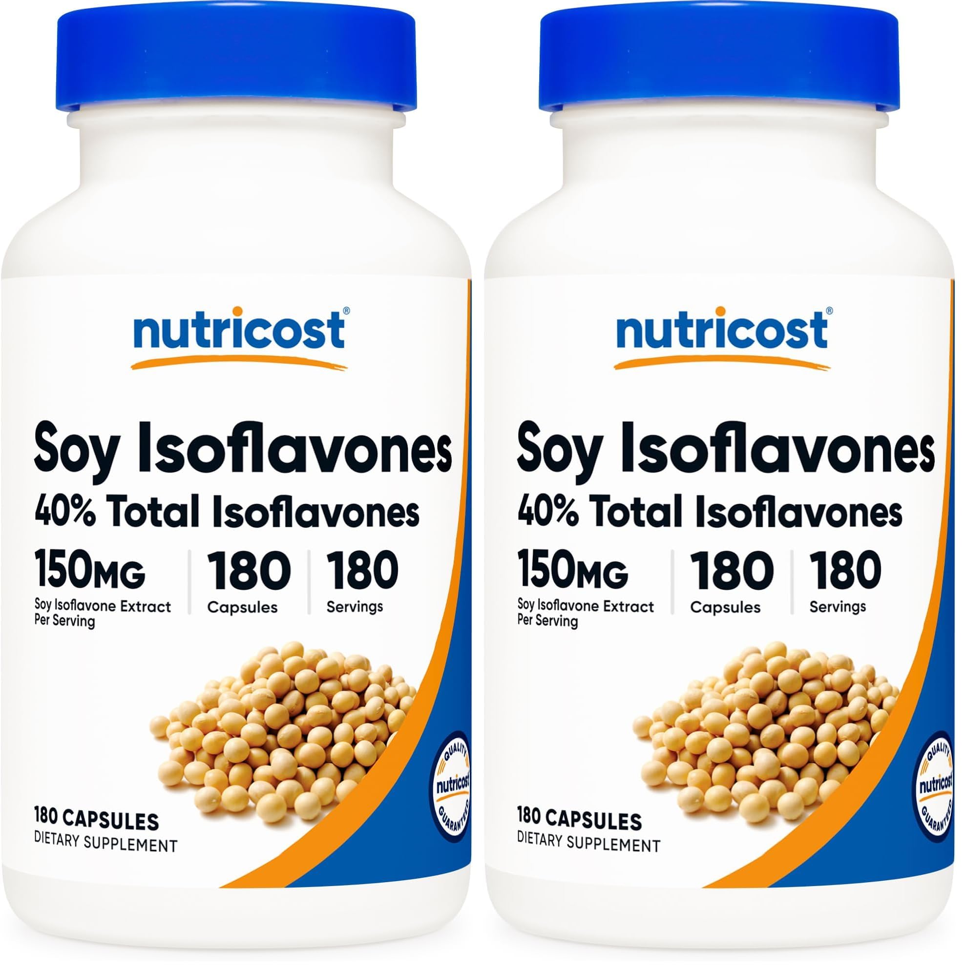 Nutricost Soy Isoflavones 150mg, 180 Veggie Capsules, Gluten-Free, GMO-Free (Pack of 2) 180 Count (Pack of 2)