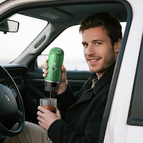 Miniatura 2 de Cafetera eléctrica portátil de café expreso de autocalentamiento rápido, máquina de café expreso de extracción 2 en 1, soporte de café molido y