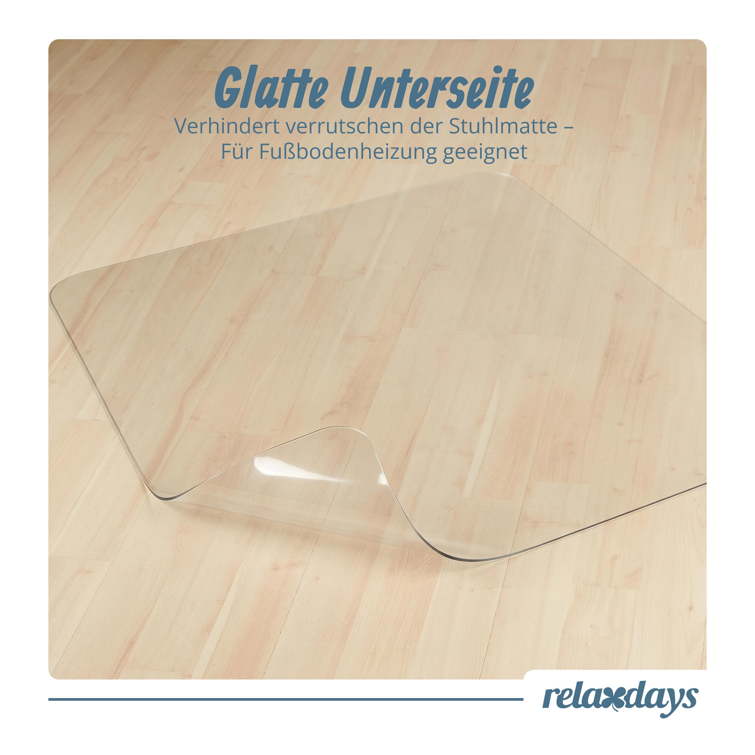 Relaxdays Bodenschutzmatte Bürostuhl, 120x150 cm, PVC Bodenunterlage Laminat, Parkett, Fliesen, rutschfest, transparent
