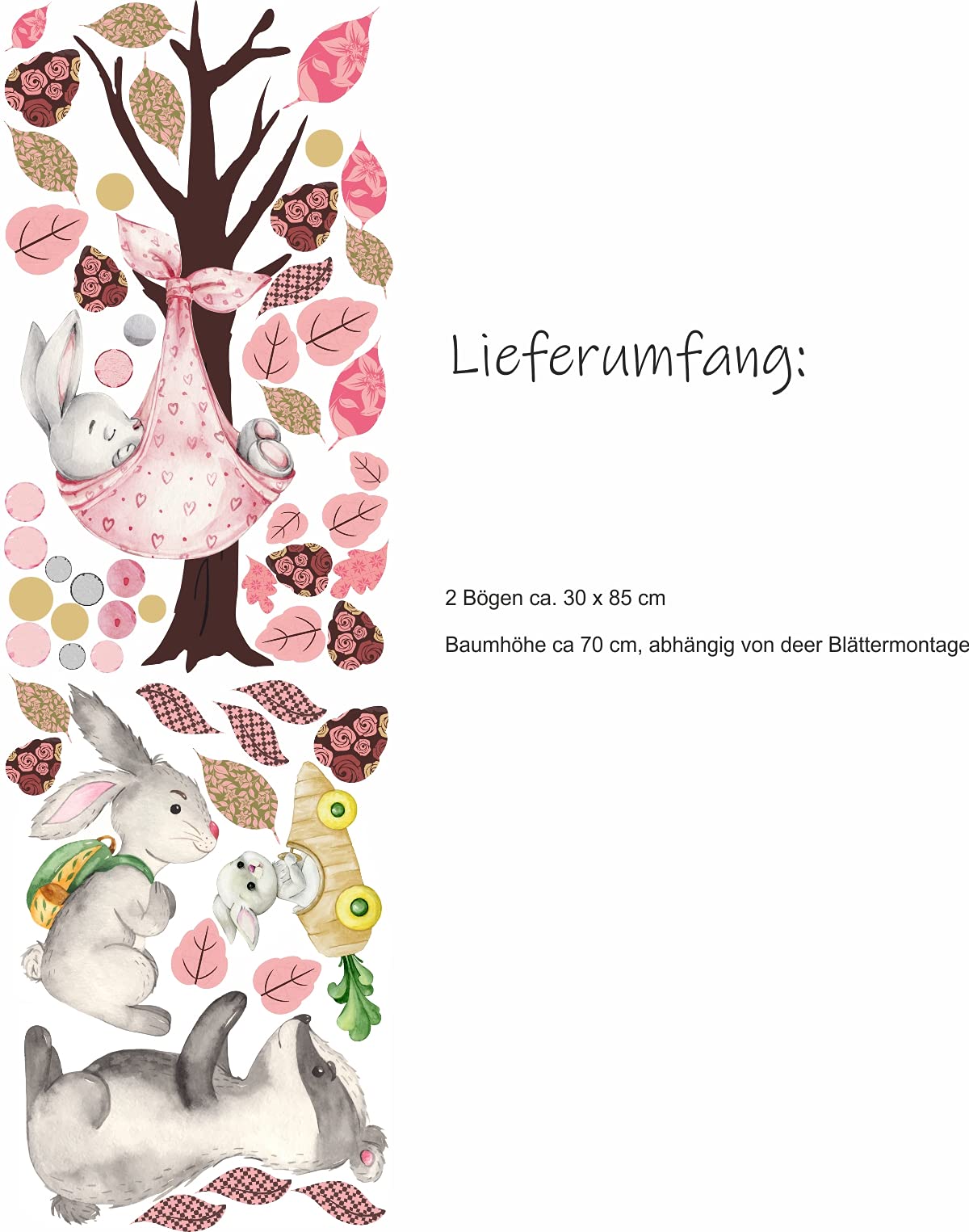 DEKO KINDERZIMMER Graz Design DK1137-04 - Adesivo da parete per cameretta dei bambini, motivo: animali della foresta