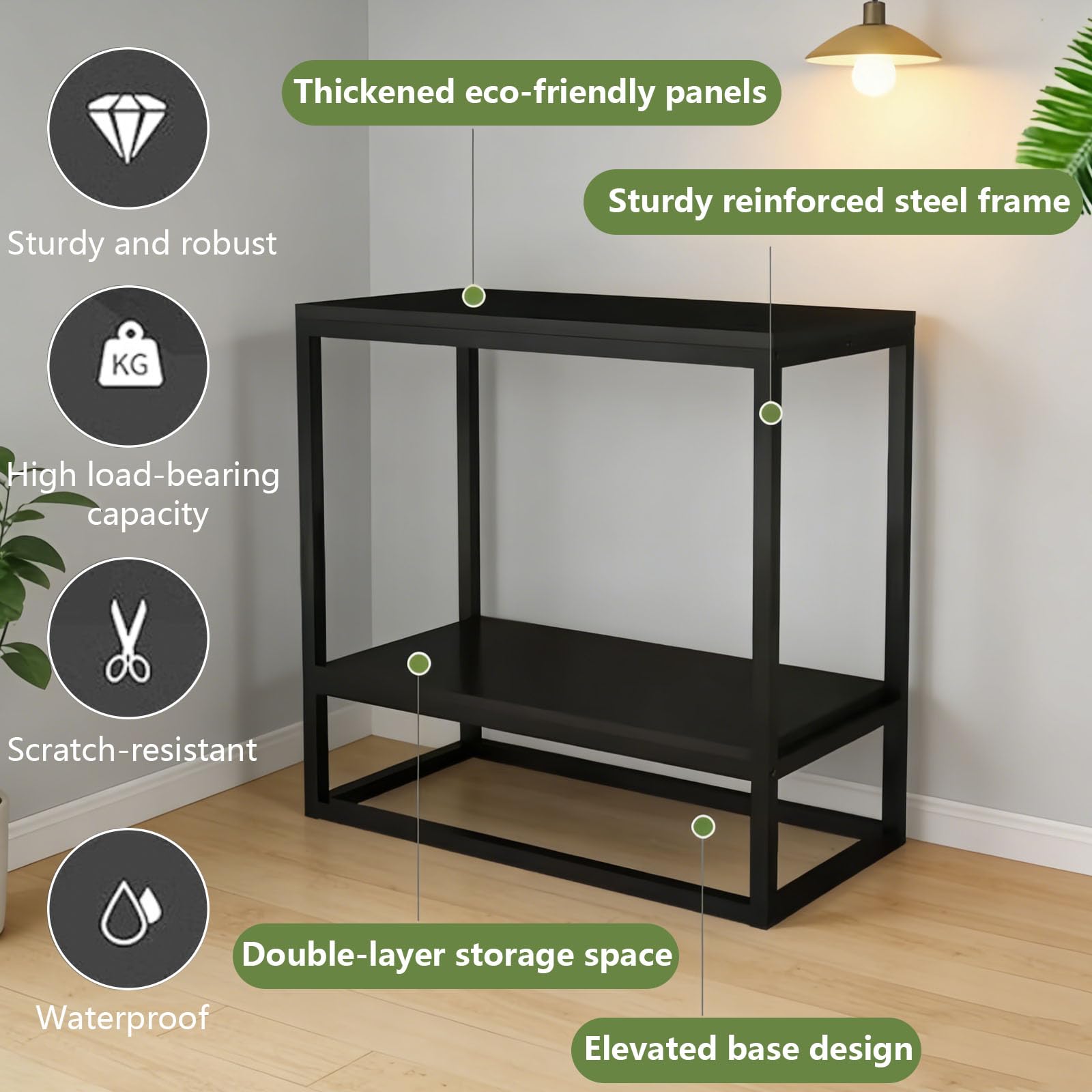 Support d'aquarium en métal pour aquarium, rangement double couche avec cadre en acier épais, design multicouche, idéal pour les salons et les bureaux, 80 cm de haut
