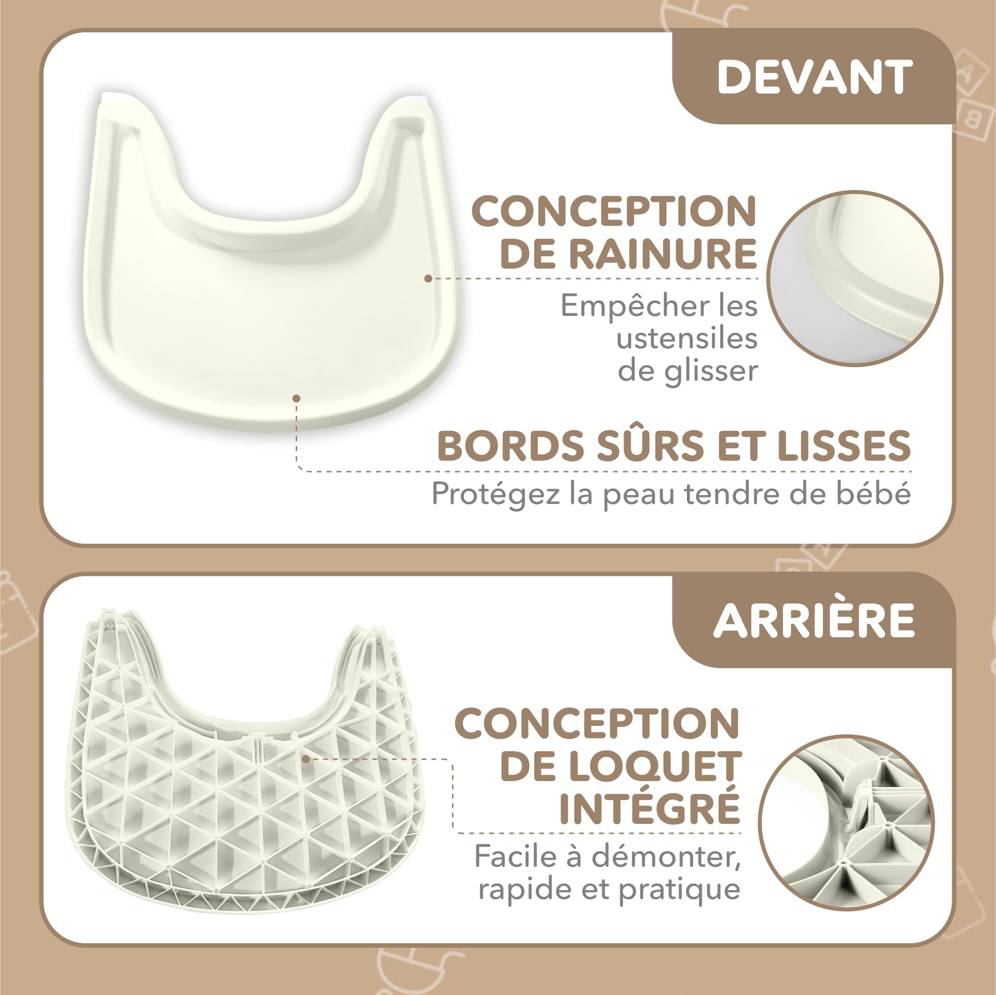 Plateau de chaise haute Stokke Tripp Trapp, Laiteux mat, sans BPA, ergonomique