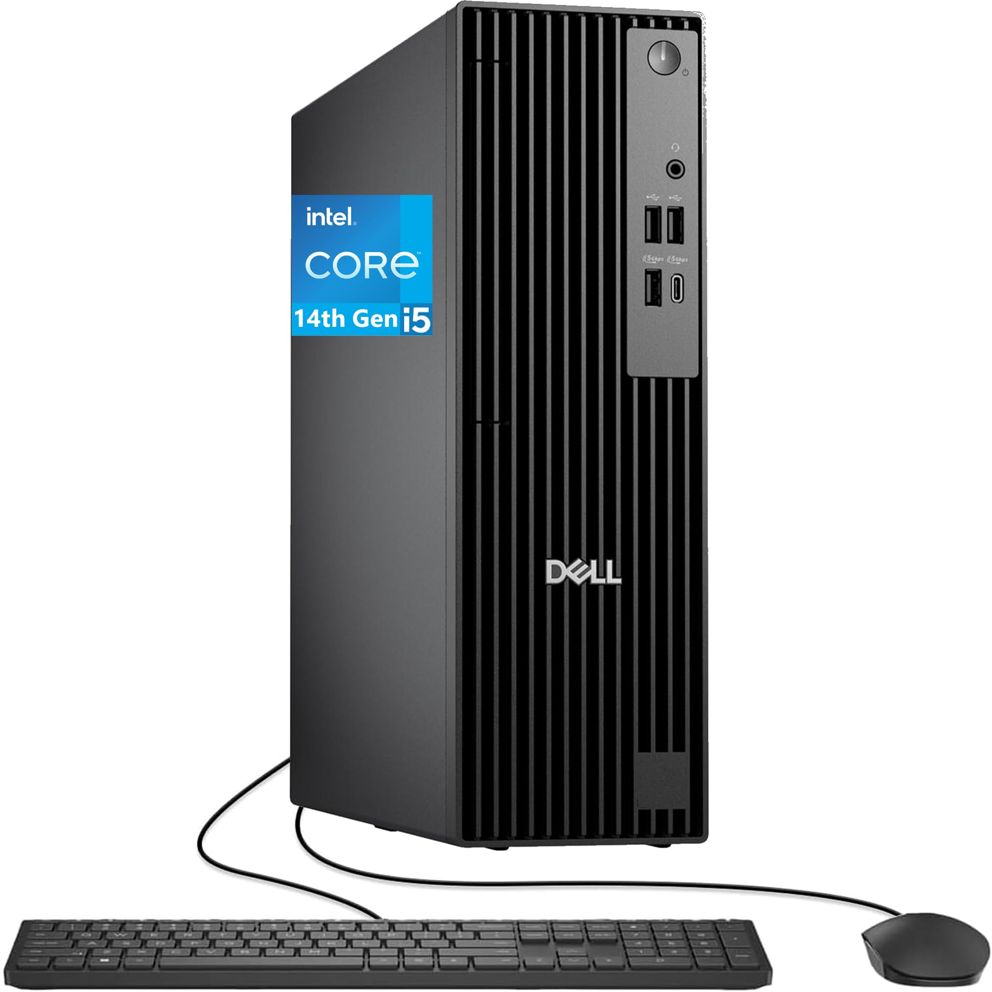 Dell Pro Slim QCS1250 Intel i5-14500, 64GB DDR5 RAM, 2TB SSD PCIe, RJ-45, DP Port, HDMI, Wired Keyboard & Mouse, Windows 11 Pro, 3YR Wty, Business Desktop - Black