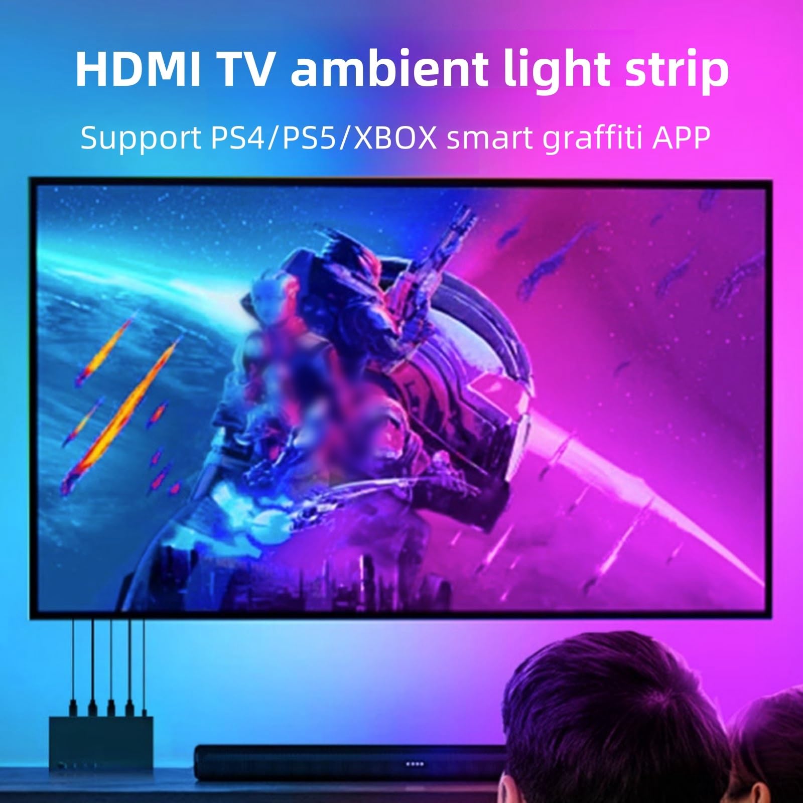 Retroilluminazione Led Della Tv Reattiva Rgb Striscia Luce Ambientale Schermo Comune Luce Inseguimento Sincronizzata Schermo Comune Luci Tv Led Gioco Che Sincronizzano Con Tv Luce Sfondo Tv(75-85IN)