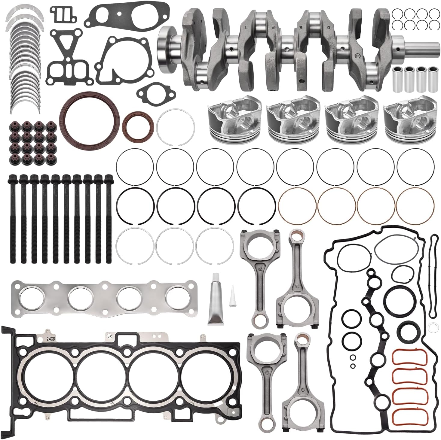 G4KJ 2.4L Engine Rebuild Overhaul Kit w/Crankshaft & Connecting Rods Compatible with KIA Sorento Optima & Sportage 11-2020; for Tucson Sonata & Santa Fe Sport 11-2019 Replace 23111-2G200, 23510-2G500