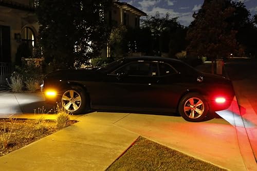 Miniatura 5 de iJDMTOY Kit de luz de marcador lateral LED ámbar y rojo con lente ahumada, compatible con Dodge Challenger 2015-22, alimentado por LED total de
