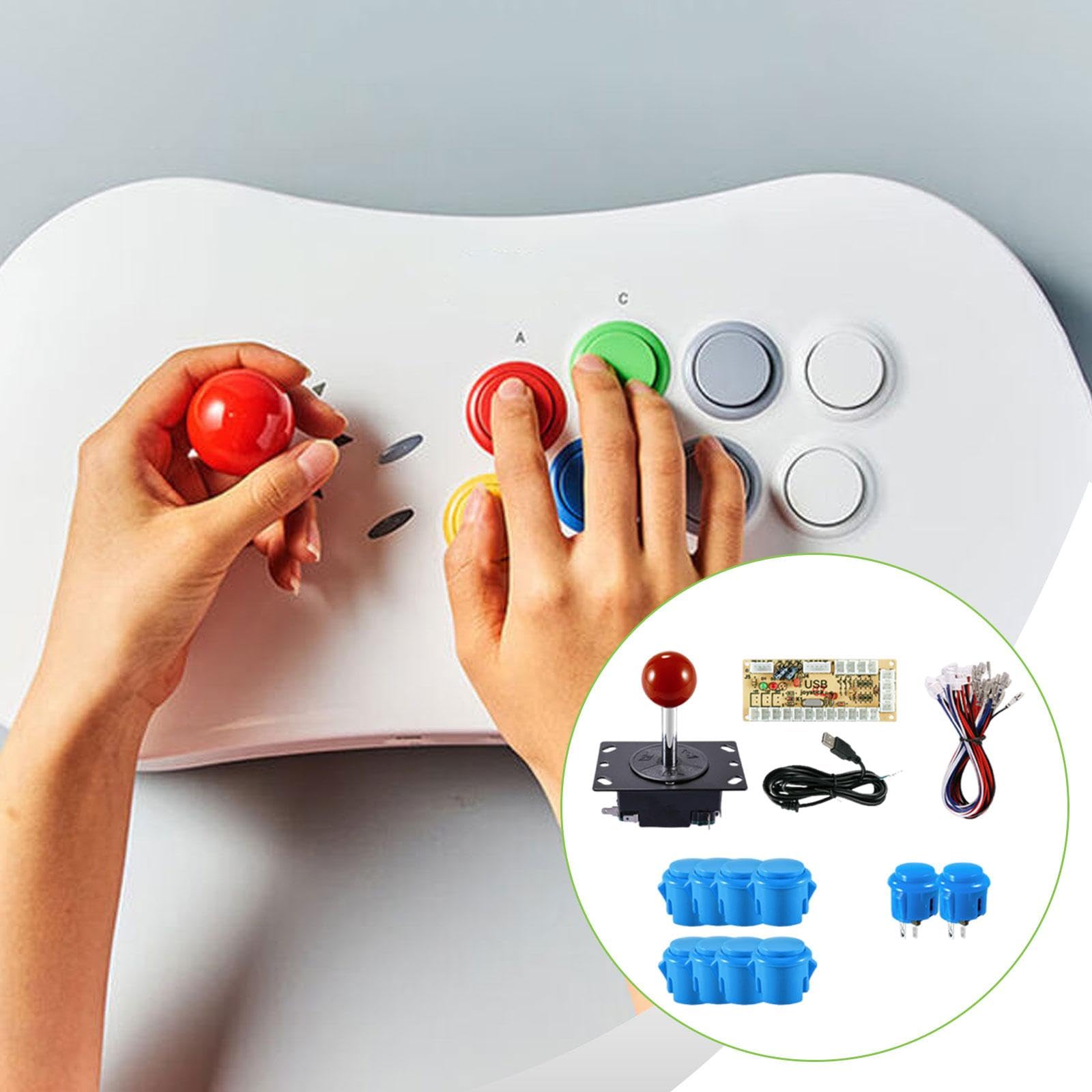 Harilla -Spiele-DIY-Kit-Teile mit aufsteckbaren Tasten, Spielzubehör, zuverlässig für PC-Spiele, Joystick, USB-Board, Blau