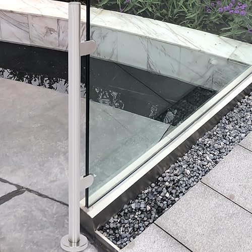 Miniatura 9 de Barandilla de vidrio para barandilla de vidrio - Abrazaderas de pilar de acero inoxidable Sistema de barandilla de cubierta de vidrio, poste de
