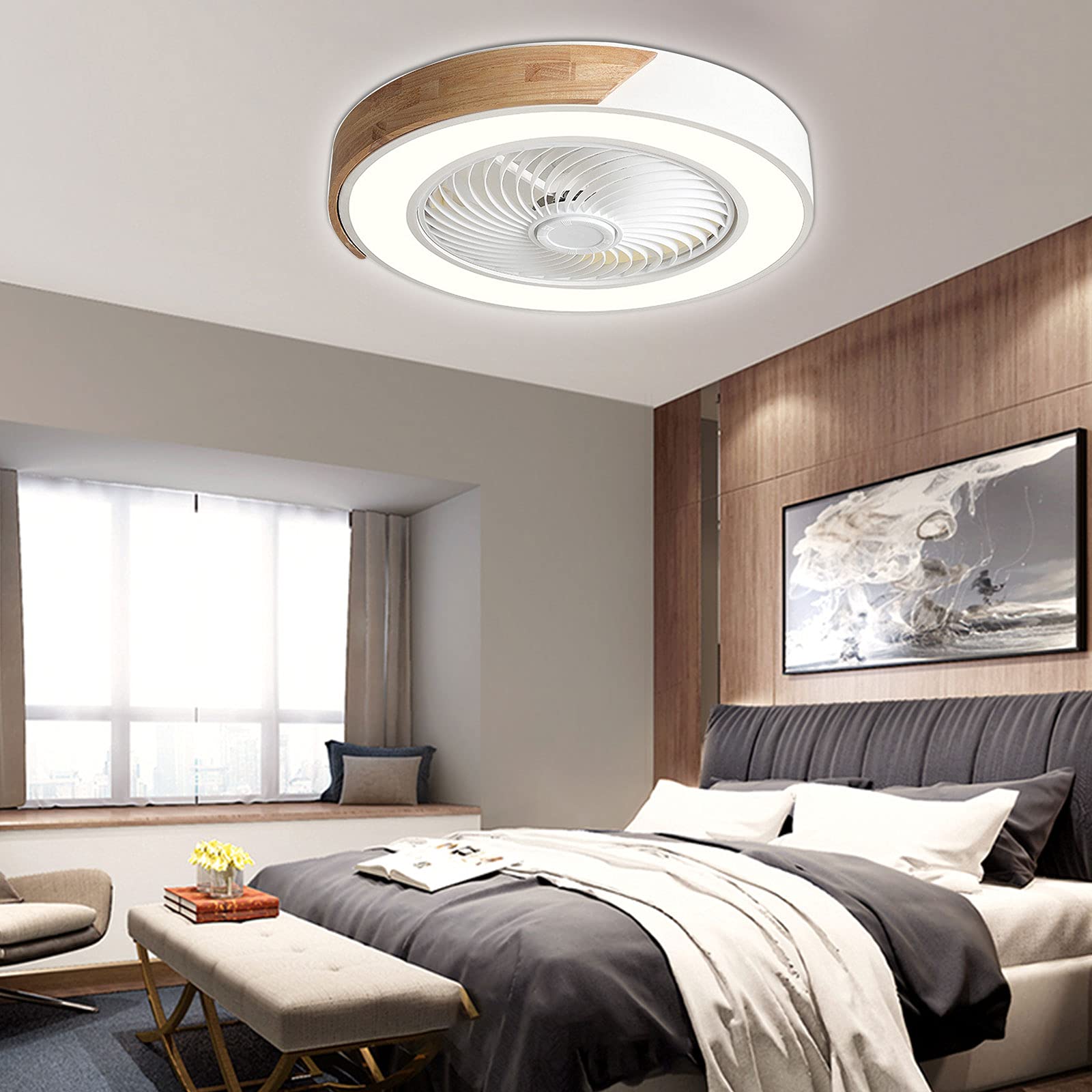 Buy TFCFL Modern Enclosed Ceiling Fan with Light 22 Inch Bladeless