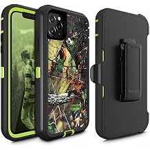 Defender Case Designed for iPhone 12, Protective Defender Shockproof Hybrid Case Dual Layer Design Hard Cover Compatible with iPhone 12 6.1" Clip+Camo Green