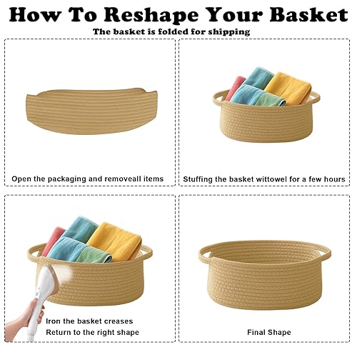 Miniatura 8 de Cesta de regalo con bolsa de regalo y cintas, almacenamiento de estante tejido de cuerda pequeña, cestas para regalos vacías, cumpleaños, baby