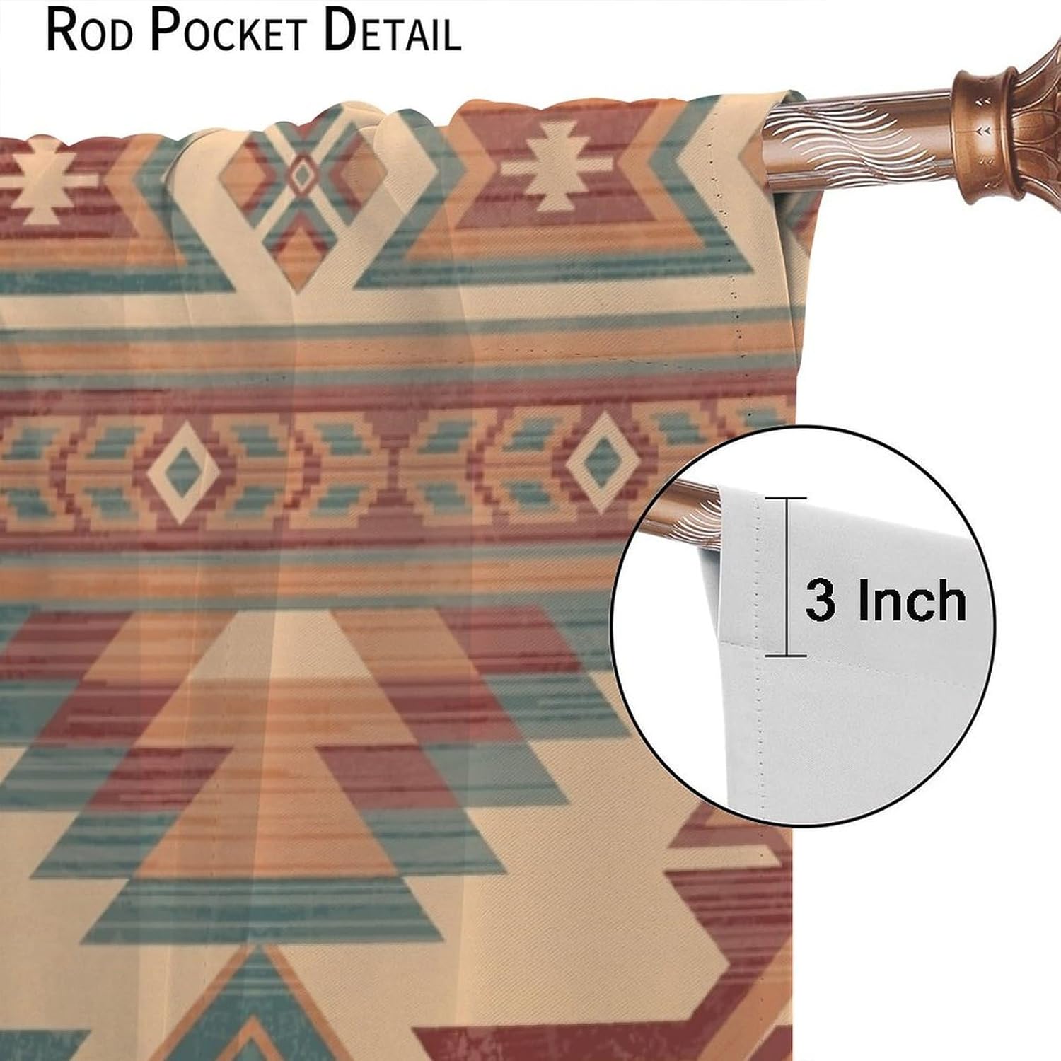 Aztec Curtains, Southwestern Ethnic Geometric Tribal Navajo Boho Native American Pattern for Room Decor, Print Blackout Drapes for Living Room Bedroom Kitchen 2 Panel Set 21" W X 45" L
