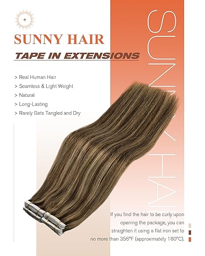 Miniatura 3 de Sunny - Extensiones de cabello humano con cinta adhesiva color marrón color rubio caramelo extensiones de cabello humano con cinta adhesiva en color