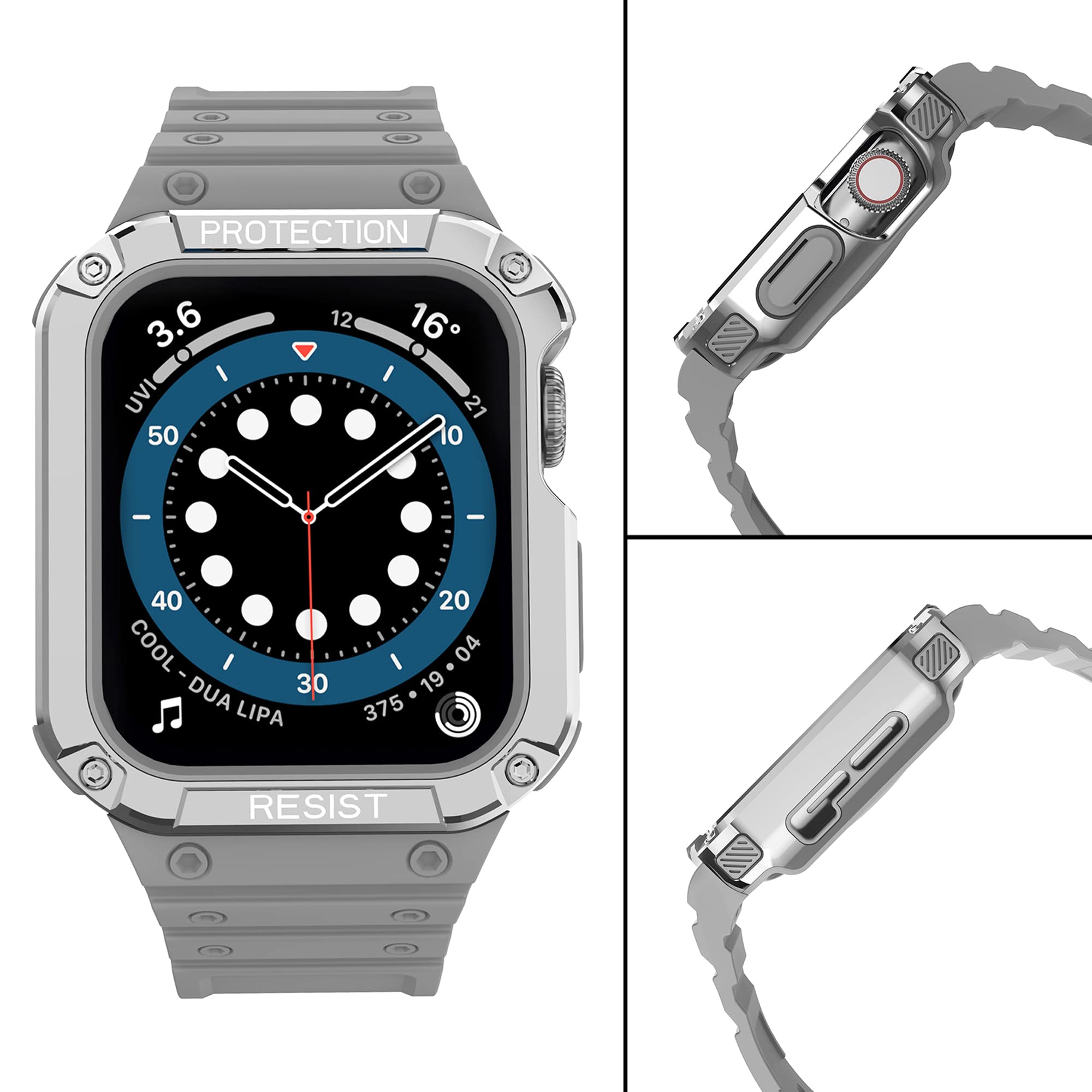 SDEQA Correas Compatibles con Apple Watch Series 1/2/3/4/5/6/SE Banda Deportiva De TPU A Prueba De Golpes Bandas De Repuesto Ajustables para Hombres Resistentes, con Estuche Protector
