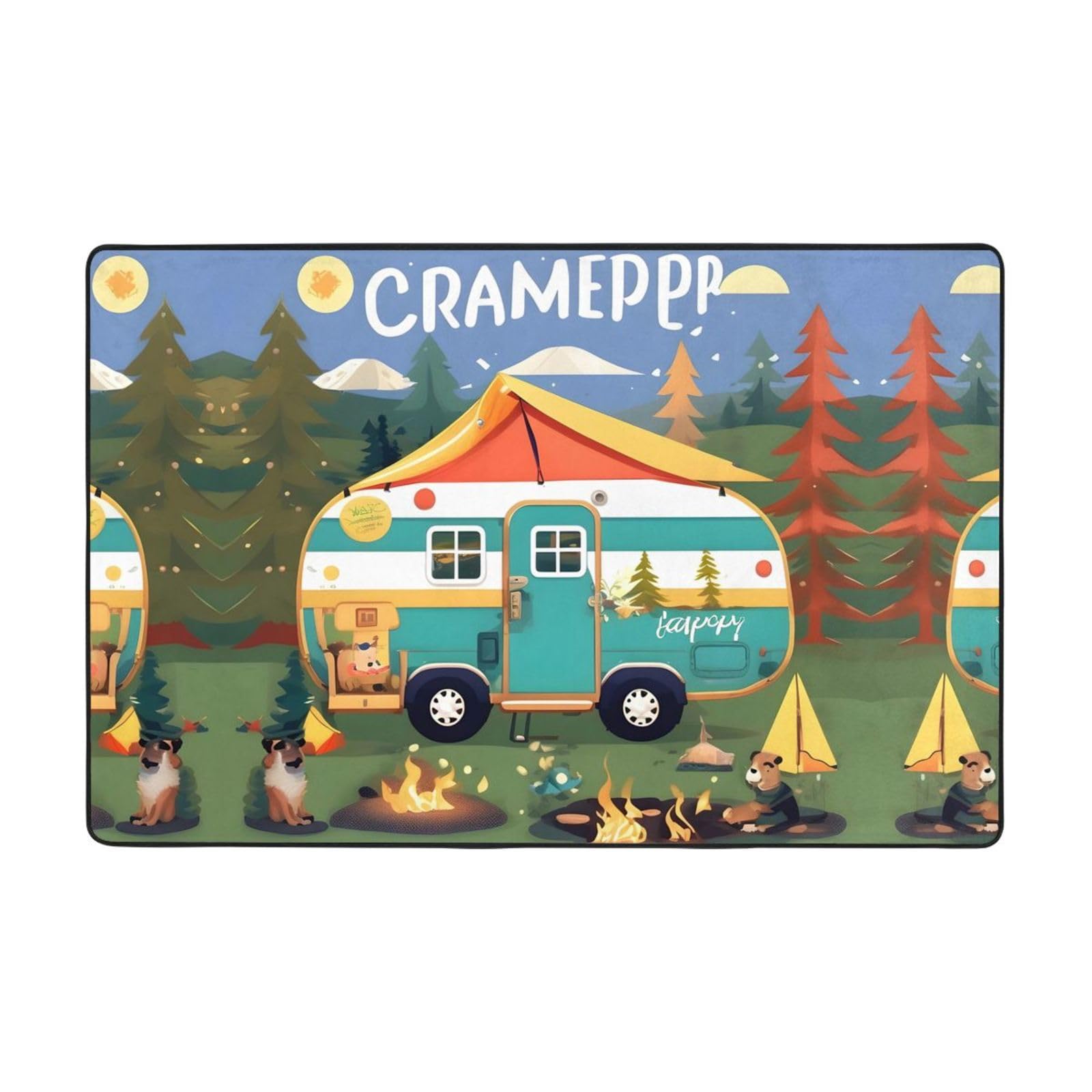 Tapis de sol Happy Camper grand tapis doux chambre enfant et salon