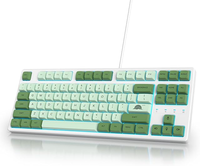 75 Percent Mechanical Gaming Keyboard 87 Keys Matcha Keyboard 75% Wired Keyboard Compact TKL Layout with RGB Backlit Red Switch for PC Laptop(87 Matcha)