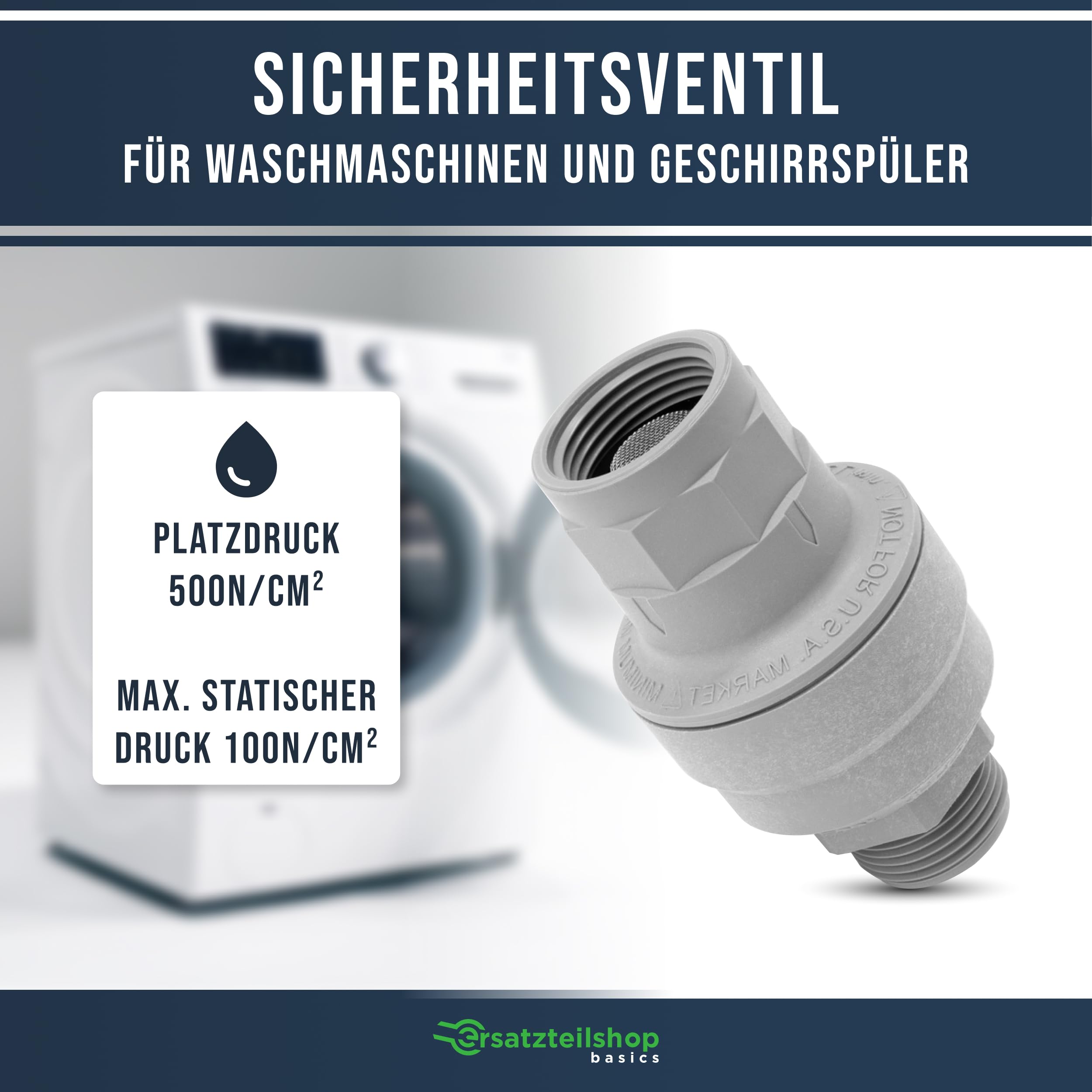 Wasserstop Waschmaschine Aquastop Ventil für Schlauch 3/4 Zoll Sicherheitsventil Rückschlagventil Waschmaschine Spülmaschine
