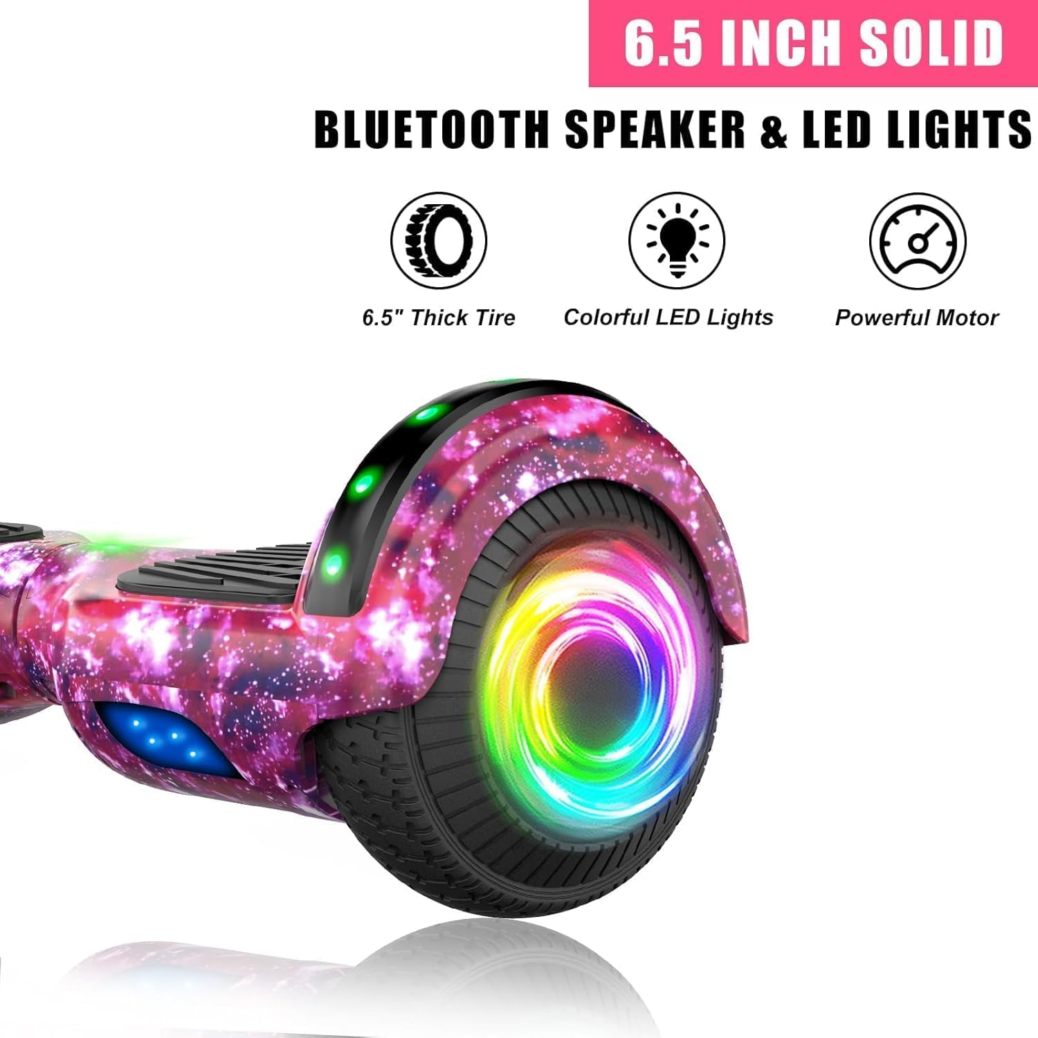 SISIGAD Hoverboard Kart, Hoverboard All Terreno Auto-bilanciato da 6.5" Pollici con Altoparlanti Bluetooth e Luci LED Hoverboard Bambino