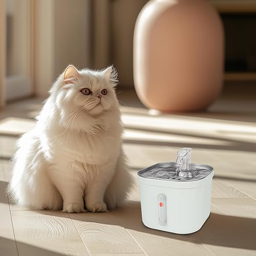 Miniatura 2 de Fuente de agua para gatos, dispensador automático de agua de acero inoxidable de 2L68 onzas con filtros de repuesto y bomba ultrasilenciosa para
