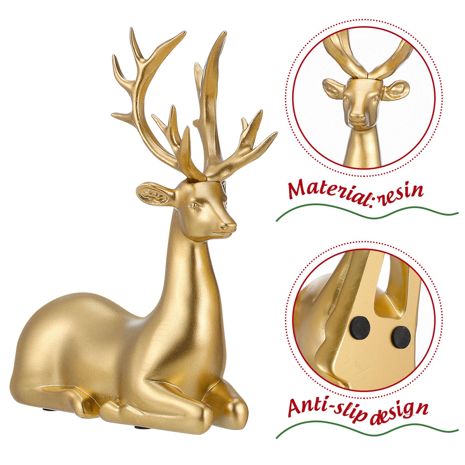 Sosoport 2 Stück Weihnachtselch Ornament aus Kunststoff Leichte Desktop Dekoration für Weihnachten Elchfigur als Tischdeko und Geschenk