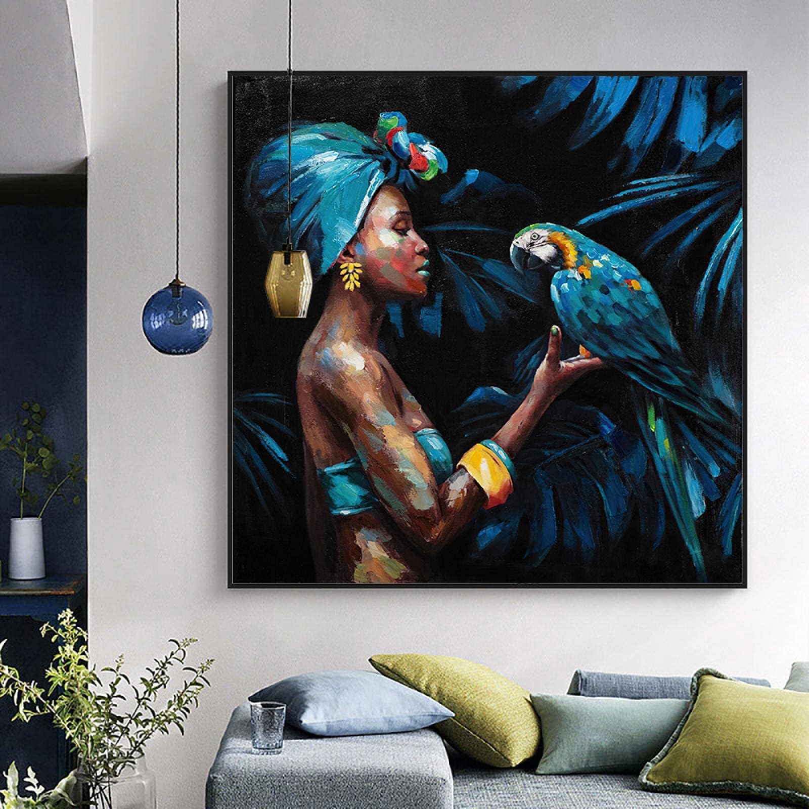 Youihom 3 Impression Sur Toile Noir Dore Tableau Femme Africaine Photographie Image Affiche Salon Décoration Murale Luxe Poster Art Moderne Sans Cadre (21x30cm