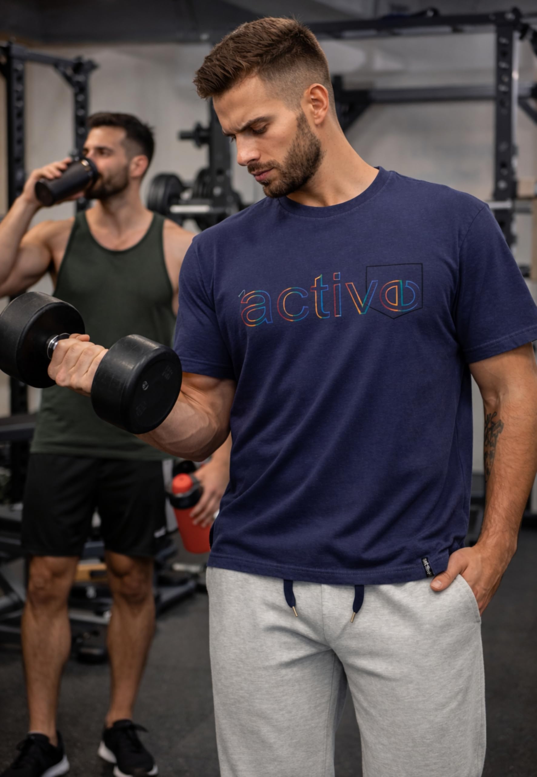 Intimitaly IRGE BE ACTIVE - Tuta Uomo Sportiva, Maglia in Cotone e Pantalone in French Terry, Regular Fit, per Palestra e Tempo Libero - 4