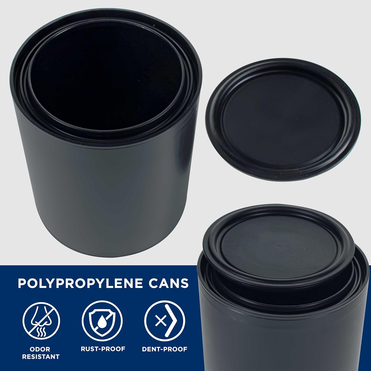 Master Elite 1 Quart Empty Plastic Paint Can Bucket, Pack of 4 - Triple Lock Airtight Lid Seal, 32 fl. oz. All-Plastic Coating Storage Container Can - Pail Handle, Dent & Rust Proof, Odor Resistant - Image 4