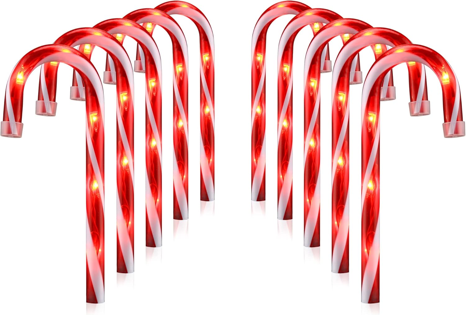 Christmas Candy Cane Lights, Candy Cane Lights Christmas Decorations Outdoor for Yard,Garden(10Inch), 10Pack Red 10inch
