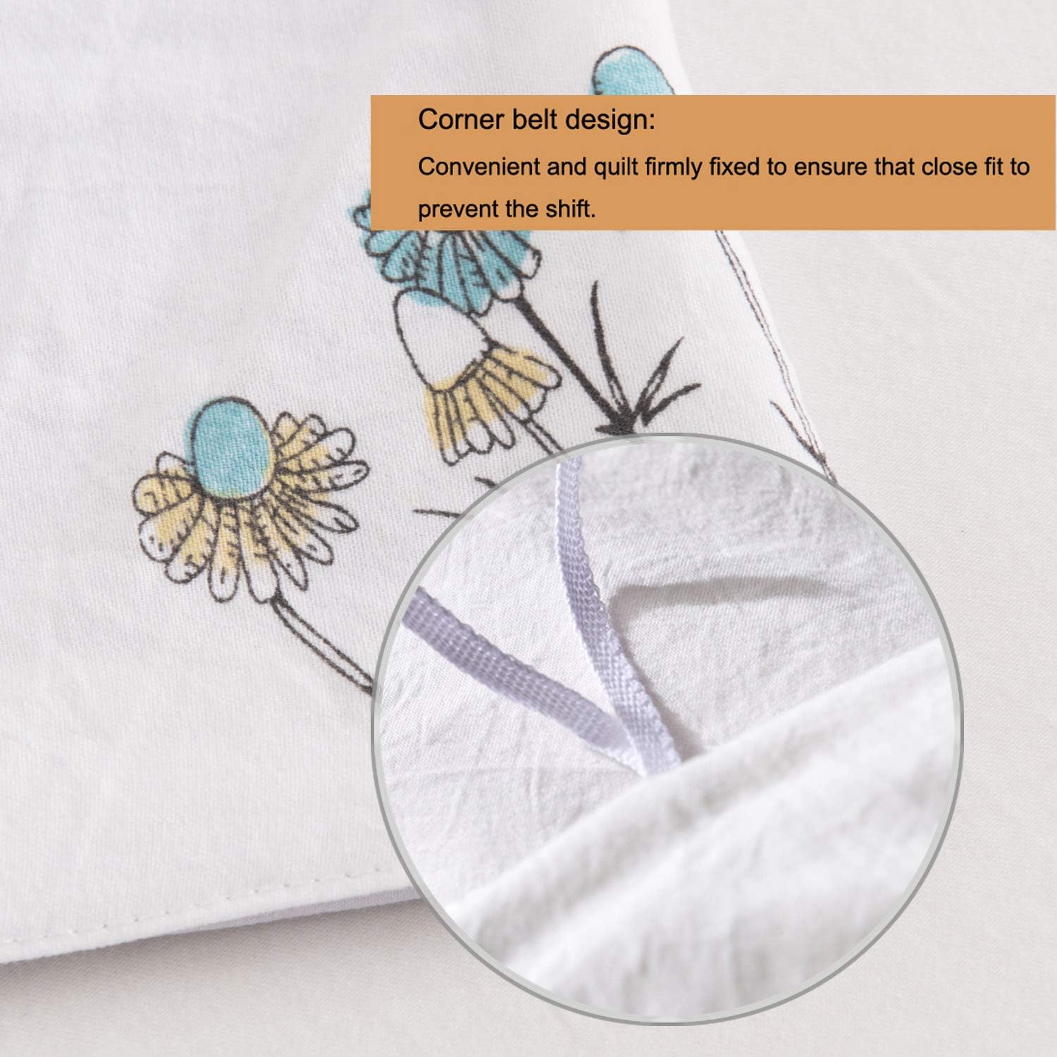 ughome King Size Floral Duvet Cover Set, Same As Washed Cotton Process Soft Comforter Cover with 2 Pillowcases (Flower, King)