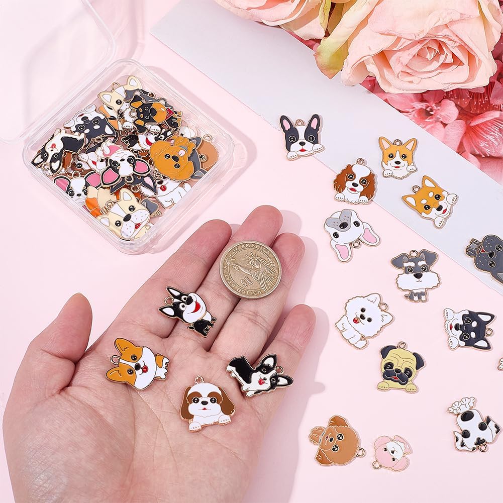 48Pcs 24 Styles Pet Enamel Charms Craft Dog Charms Cartoon Metal Colorful Aesthetics Decorative Alloy Small Jewelry Pendants for Necklaces Bracelets Earrings Jewelry DIY Making Crafts image 3