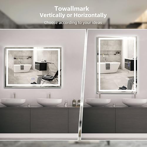 Miniatura 5 de 40x24 LED Bathroom Mirror with Lights, Anti-Fog, Dimmable, Backlit + Front Lit, Lighted Bathroom Vanity Mirror for Wall, Memory Function,