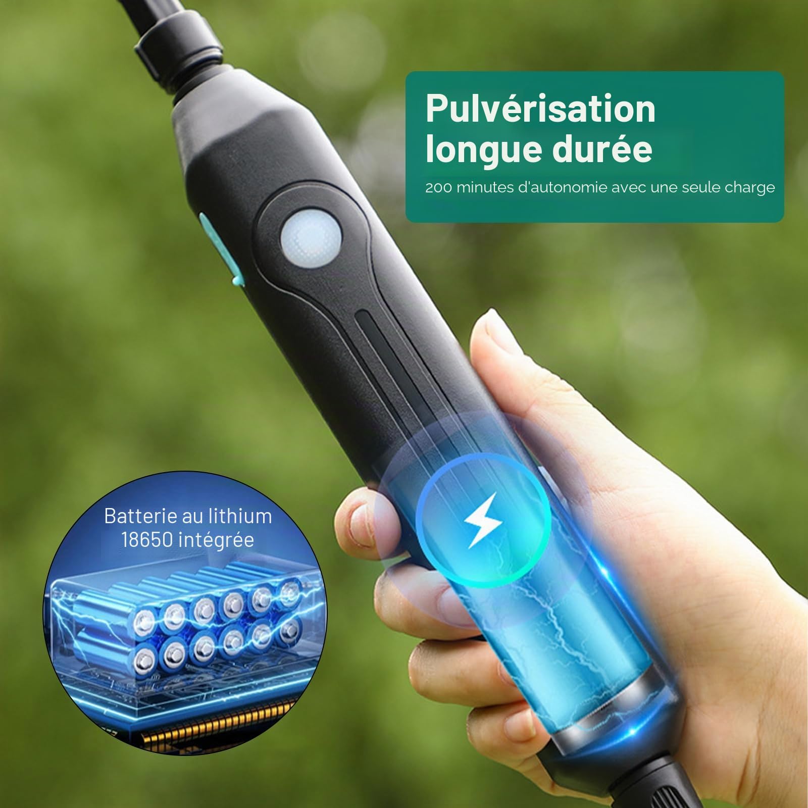 Pulvérisateur Électrique 5L/8L Rechargeable, Pulvérisateur à Dos Jardin avec 3 Buses Réglables et Canne Télescopique – Autonomie 120 Min, pour Arrosage et Désherbage (Vert - 8L)