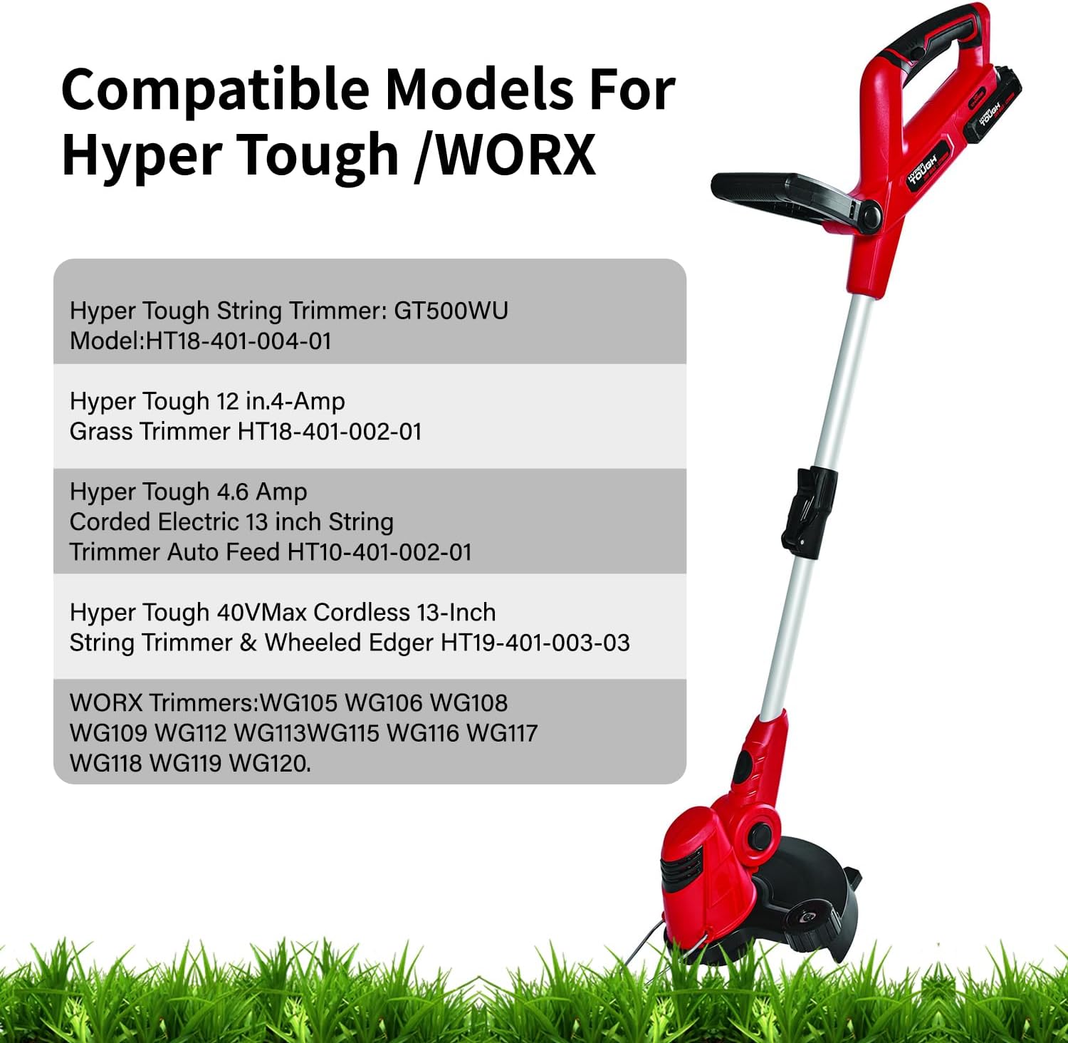 0.065'' 27FT Replacement Trimmer Spools for Hyper Tough, Weed Eater Spool Replacement Compatible with Hyper Tough GGT500WU, HT18-401-004-01,HT19-401-003-03, HT10-401-002-01 (6 Spools + 1 Cap Cover)