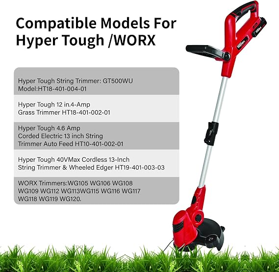 0.065'' 27FT Replacement Trimmer Spools for Hyper Tough, Weed Eater Spool Replacement Compatible with Hyper Tough GGT500WU, HT18-401-004-01,HT19-401-003-03, HT10-401-002-01 (10 Spools + 2 Cap Cover)