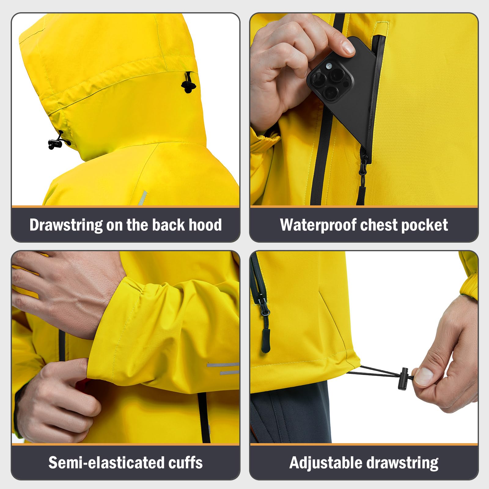 UMIPUBO Veste Imperméable Pour Homme Pluie Extérieure Coupe Vent Respirante Réfléchissante Blouson Légère Vêtements à Capuche Outdoor Cyclisme Plein air Voyage Course à pied Randonnée