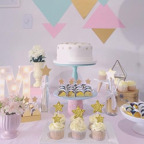 Miniatura 13 de 30 piezas de adornos de estrella para cupcakes con purpurina montados con estrella centelleante, para boda, compromiso, despedida de soltera, fiesta
