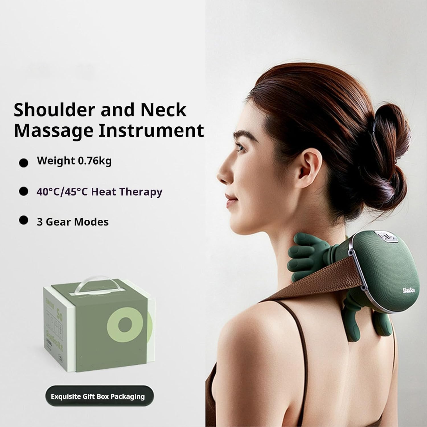 Siasoo Original 4D Masajeador térmico biónico, masajeador Shiatsu portátil inalámbrico para el cuello y la espalda, masaje eléctrico de tejidos profundos 4D, diseño simulado de mano humana