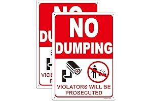 2 Pack: 10"x 7" No Dumping Sign with Video Surveillance Warning