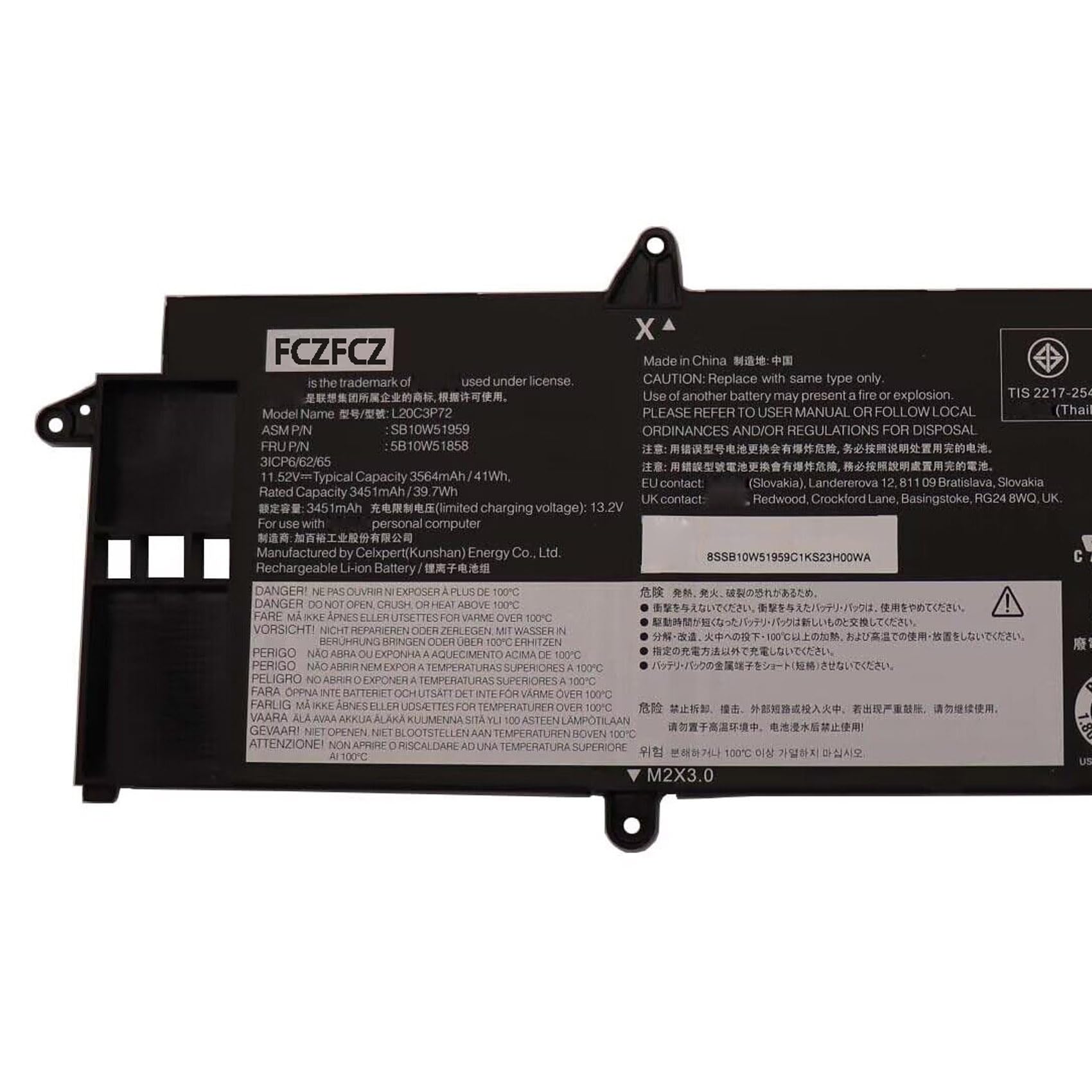 Amazon.com: FCZFCZ L20C3P72 Replacement for Lenovo ThinkPad X13