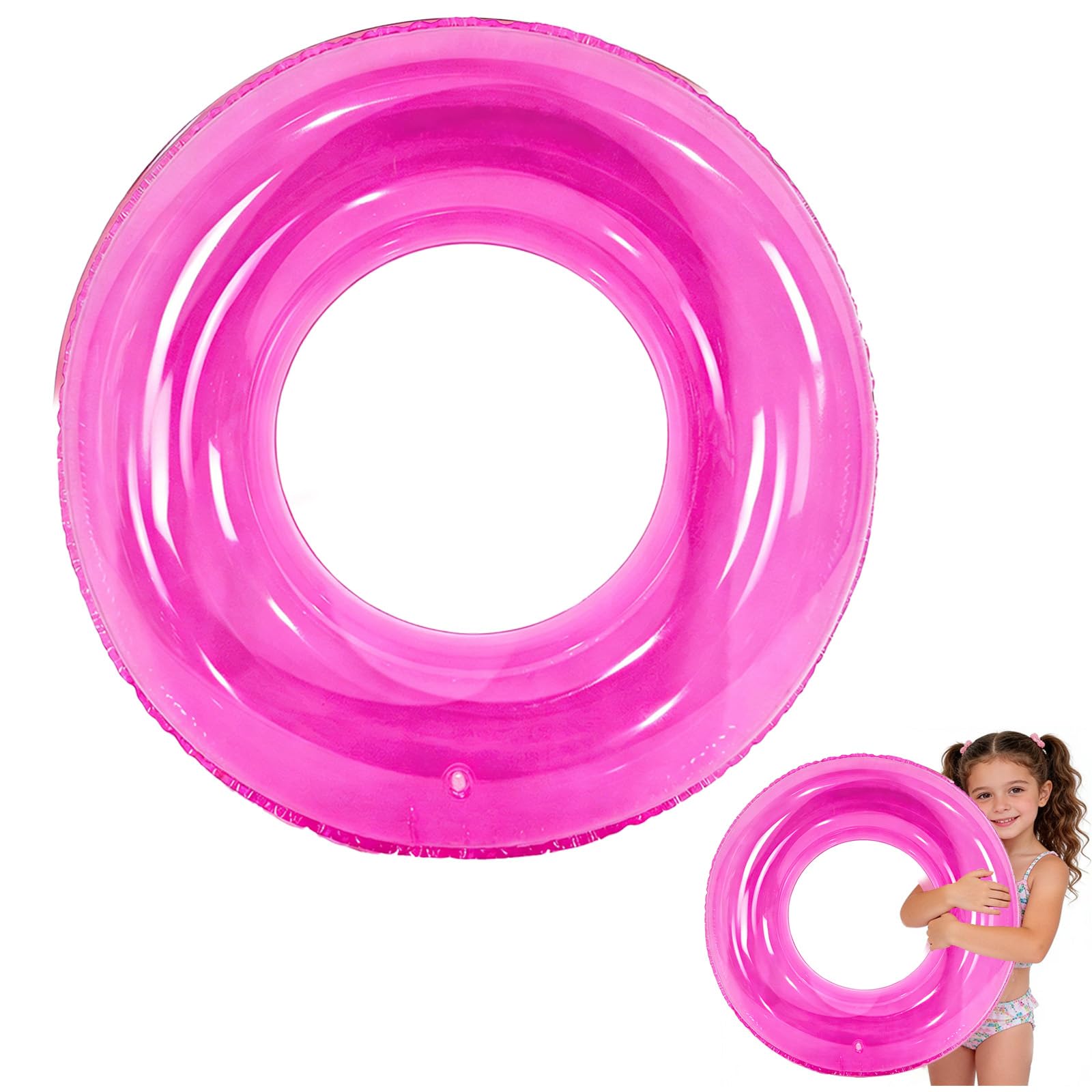 Pink Swimming Ring Inflatable Rubber Rings for Kids 4-9 Years,70cm Girl Inflatable Pool Ring Floaties Swim Rings Water Float Inflatables Pool Float for Children Girls 4+ Beach Summer Water Party Sport
