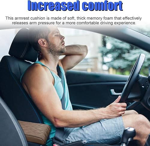 Miniatura 6 de Kewucn Cojín para consola central de automóvil, 13 x 8.3 pulgadas, cómodo cojín de microfibra de cuero y espuma viscoelástica, protector universal