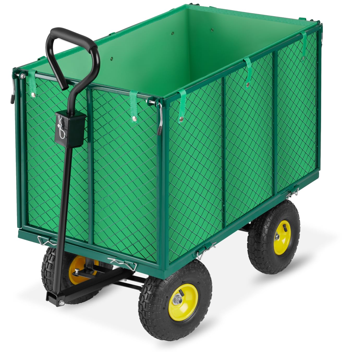 TecTake XXL Folding Hand Trolley - Double Height - Garden Trolley with Removable Canvas, Cargo Trolley with Wheels, Beach Transport Cart, Garden or Beach Cart, Folding Trolley – Green